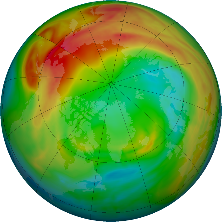Arctic ozone map for 09 February 2005